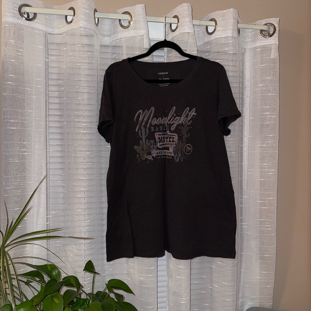 Torrid Charcoal Graphic Tee with Cactus Design